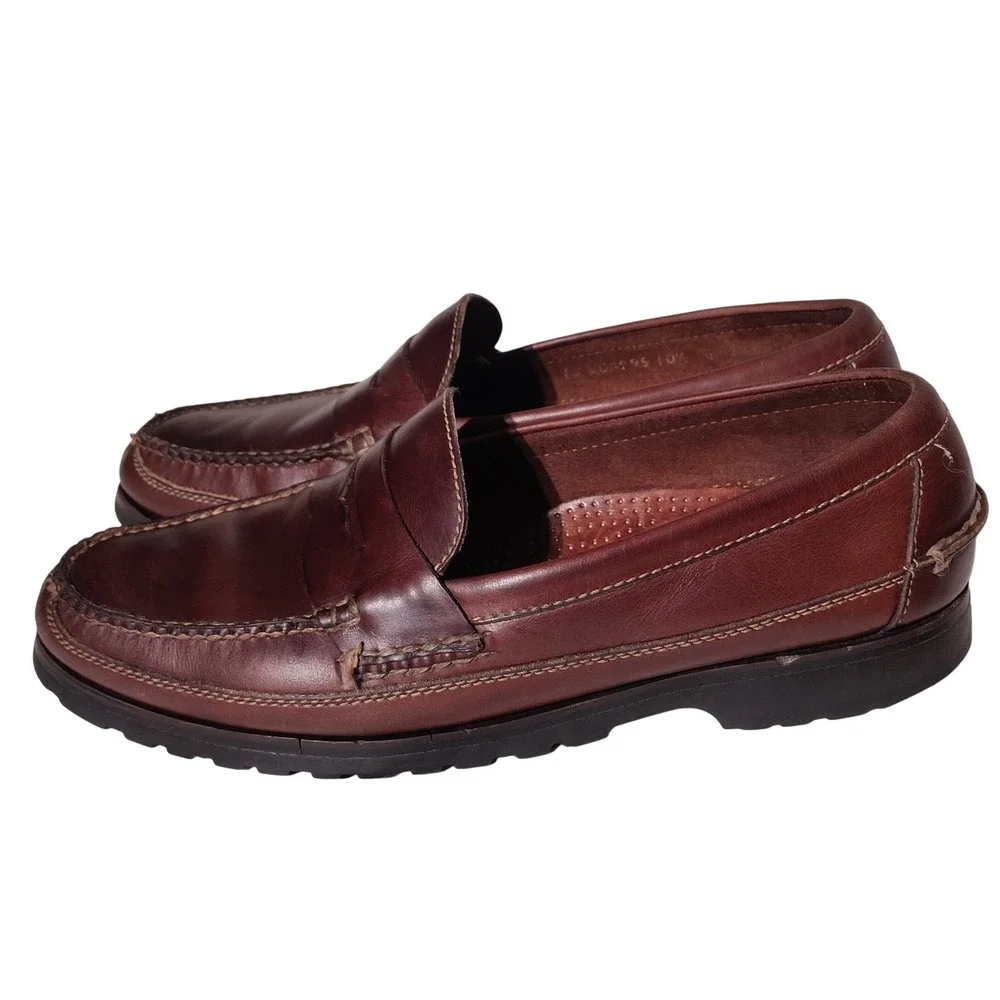 Cole Haan Country Mens Brown Leather Lug Sole Penny Loafers 10.5 D - Imperfect